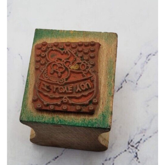 Lot of 5 Wood Mounted Rubber Stamps Dogs Bears and Flowers - Picture 5 of 16